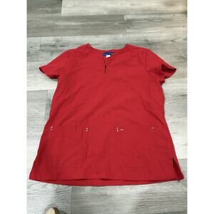 Koi Sapphire Scrub Top Womens Large Red 2-Pockets